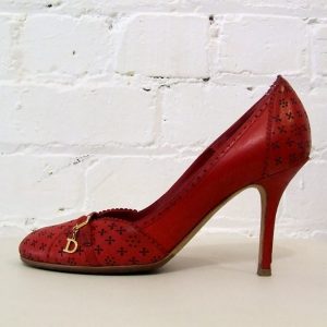 Red leather pump.