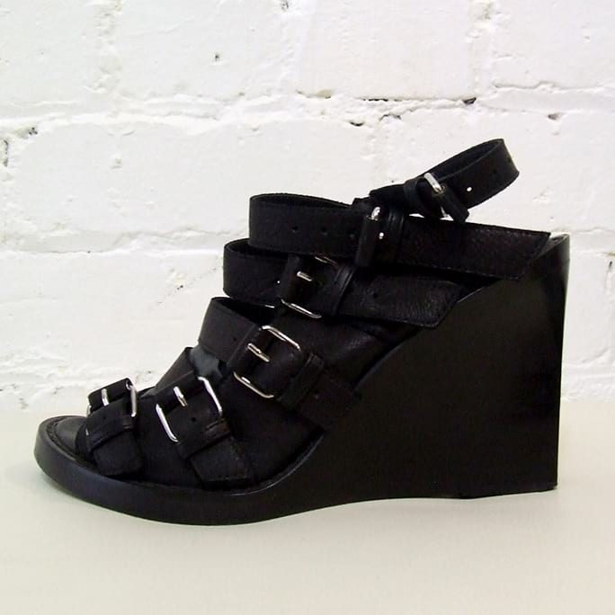 Strappy wedge sandal.