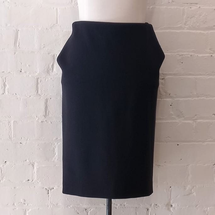 Black wool mix pencil skirt.