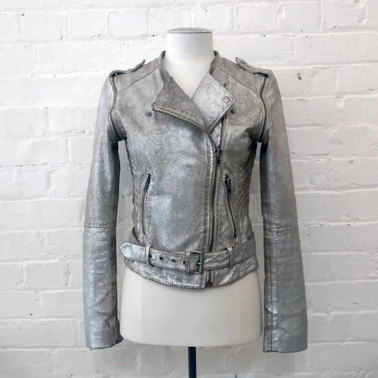 Nue 19.04 silver leather jacket, size M, $350 NZD
