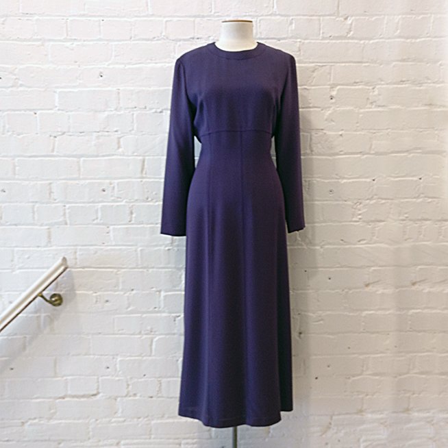 Long sleeve Empire line wool dress, vintage.