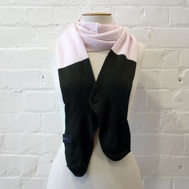 Two-tone scarf with sock ends.