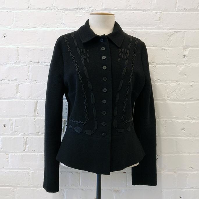 Wool felt unlined jacket with embroidered detail, 2002.