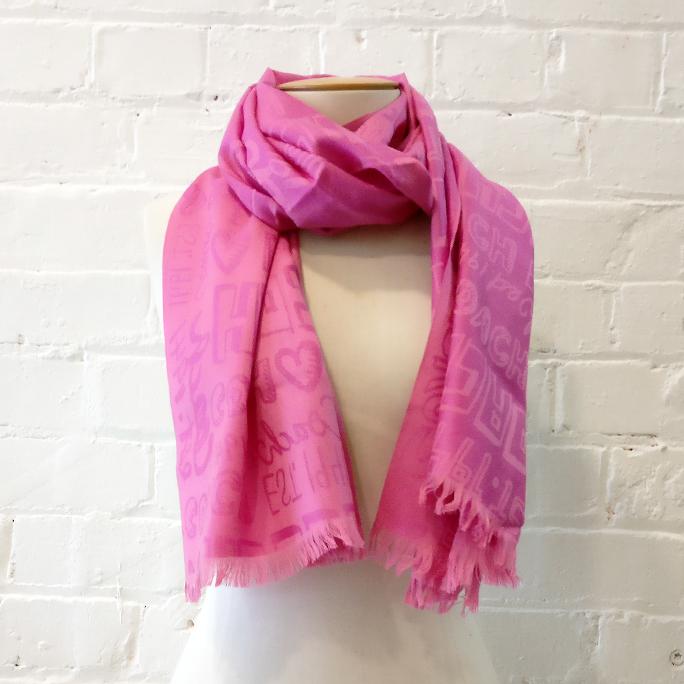 Pink silk mix scarf.