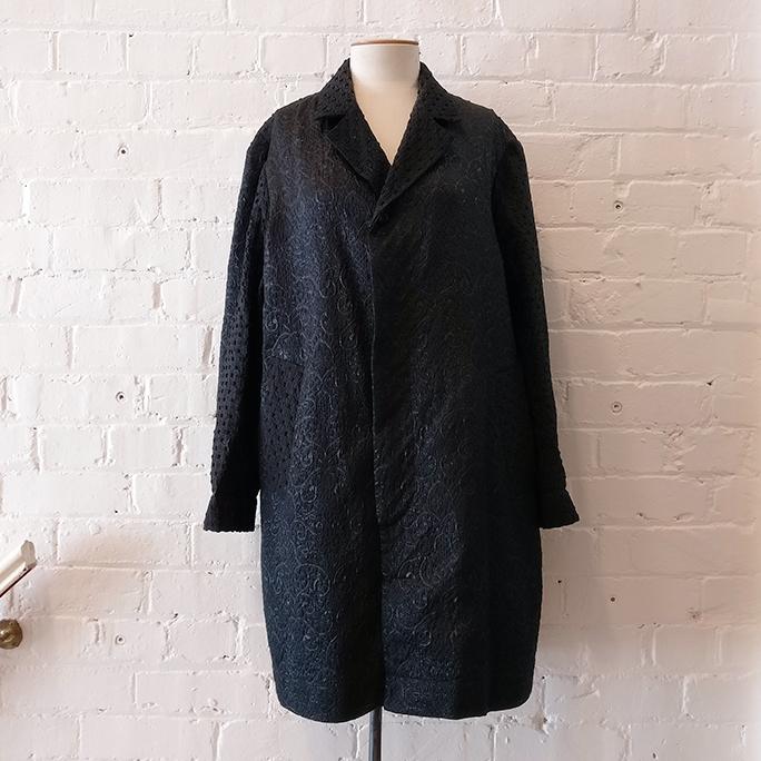 "Trench" luxe top coat with pockets, unlined.