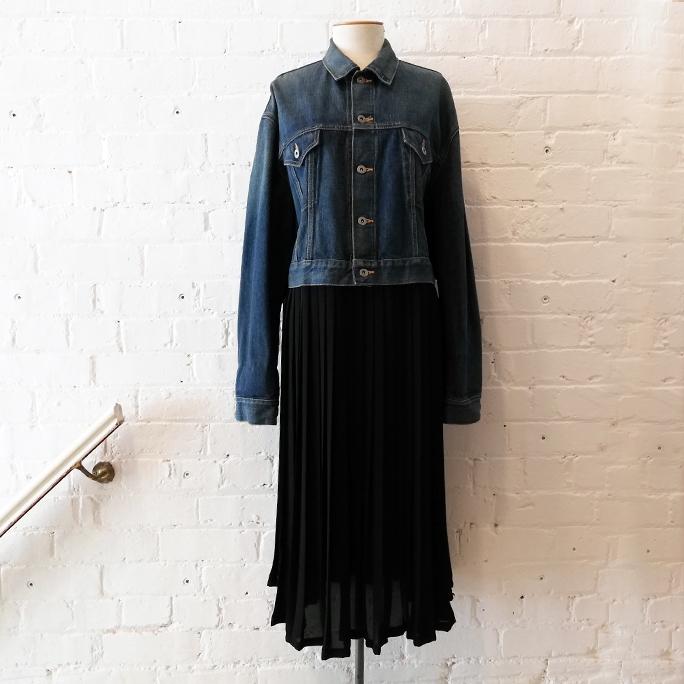 Combination denim jacket / skirt.