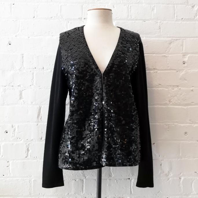 Cardigan with sequin front.