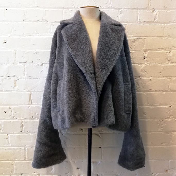 Alpaca & wool crop jacket with pockets, fully lined.