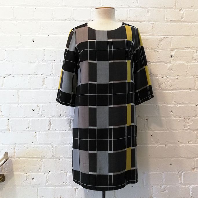 Geometric weave dress, fully lined.