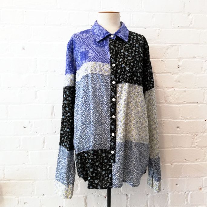 Patchwork floral oversize shirt.