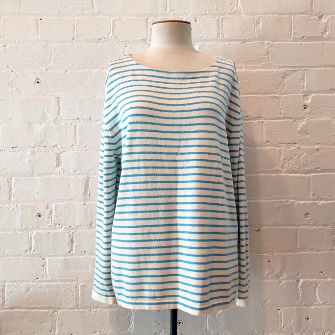 Cotton-cashmere stripey top with boat neck.