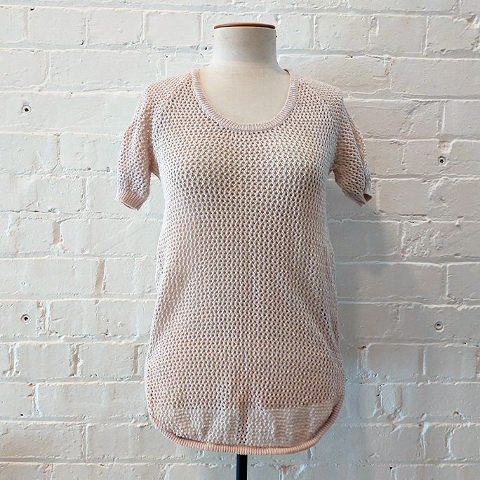 Mesh knit top.