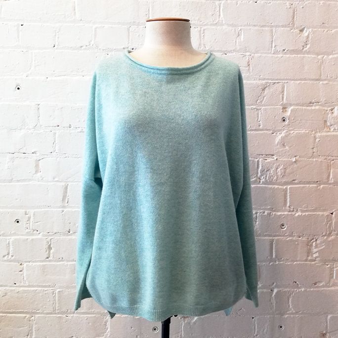 Oversize cashmere knit with drop shoulder.