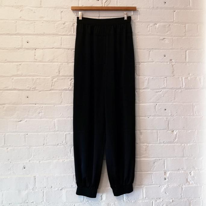 Silky drop-crotch joggers.