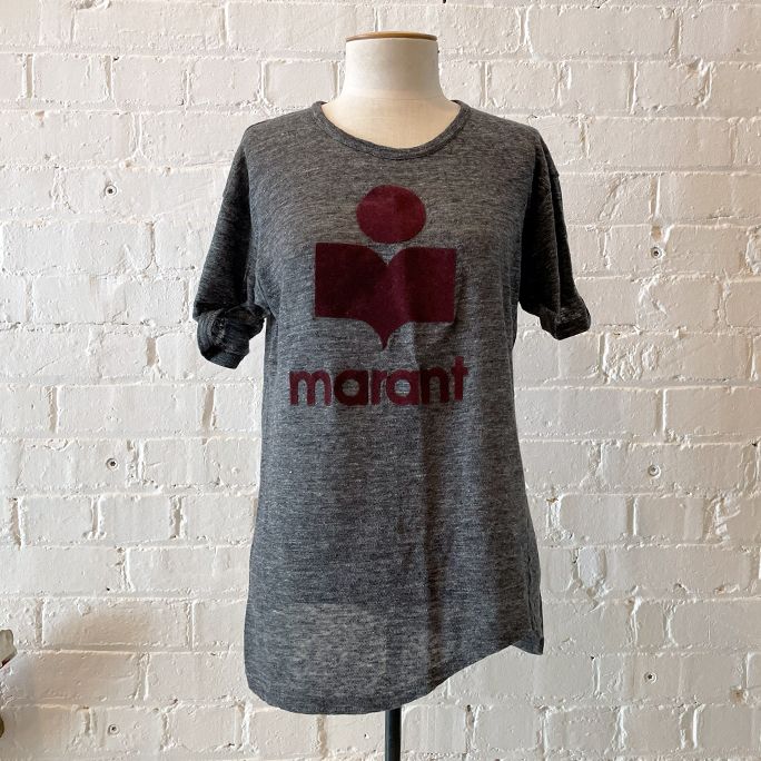 100% linen tee with rolled sleeve.