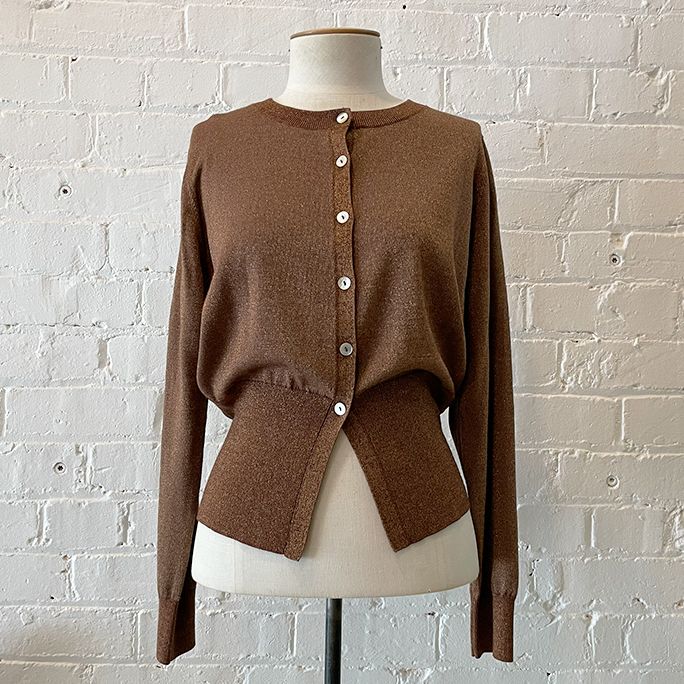 Wool and lurex fitted cardigan.