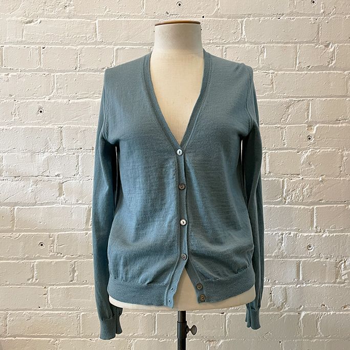 100% merino v-neck cardigan.