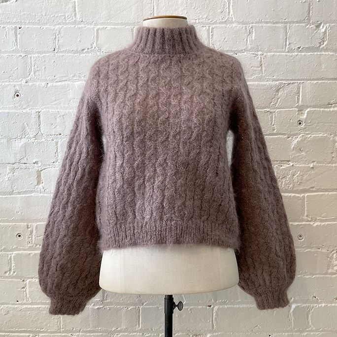Crop high-neck mohair & merino knit.