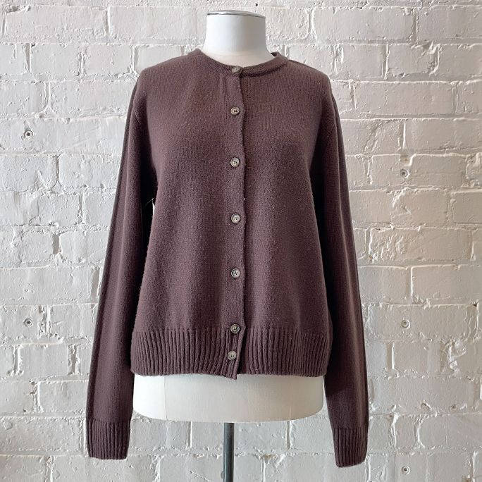Brown merino cardigan.