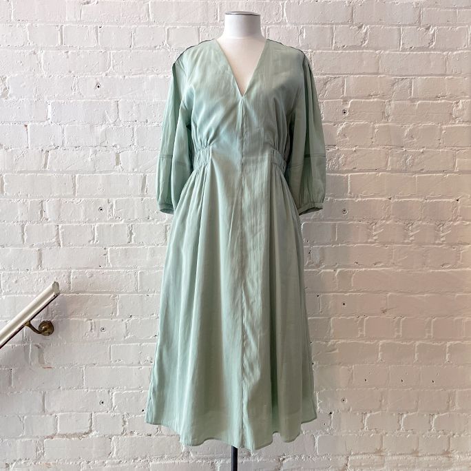 3/4 sleeve sun dress with pockets, fully lined.